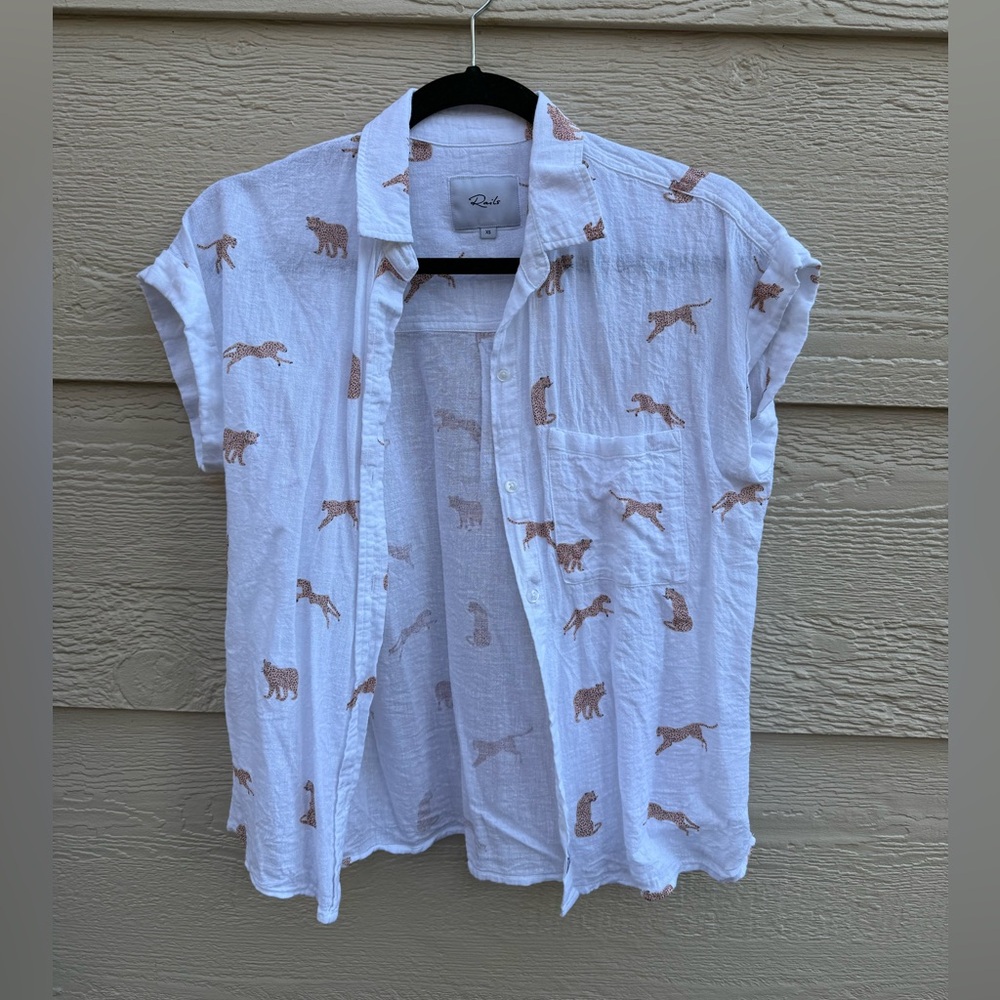 Rails linen shirt with leopards
